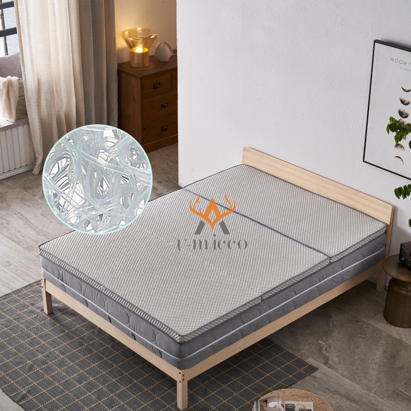 Blue Portable Foldable Mattress with Memory Foam and Polyester Cover Material